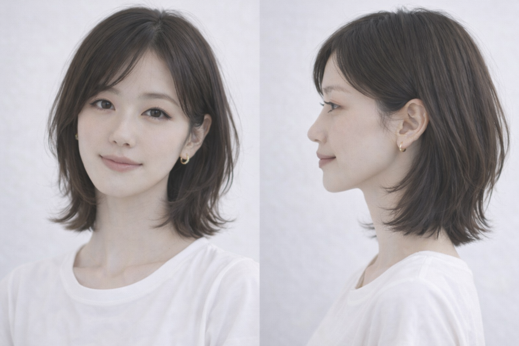 レイヤー多めで自然なボリューム感を演出するボブ【ミディアム】