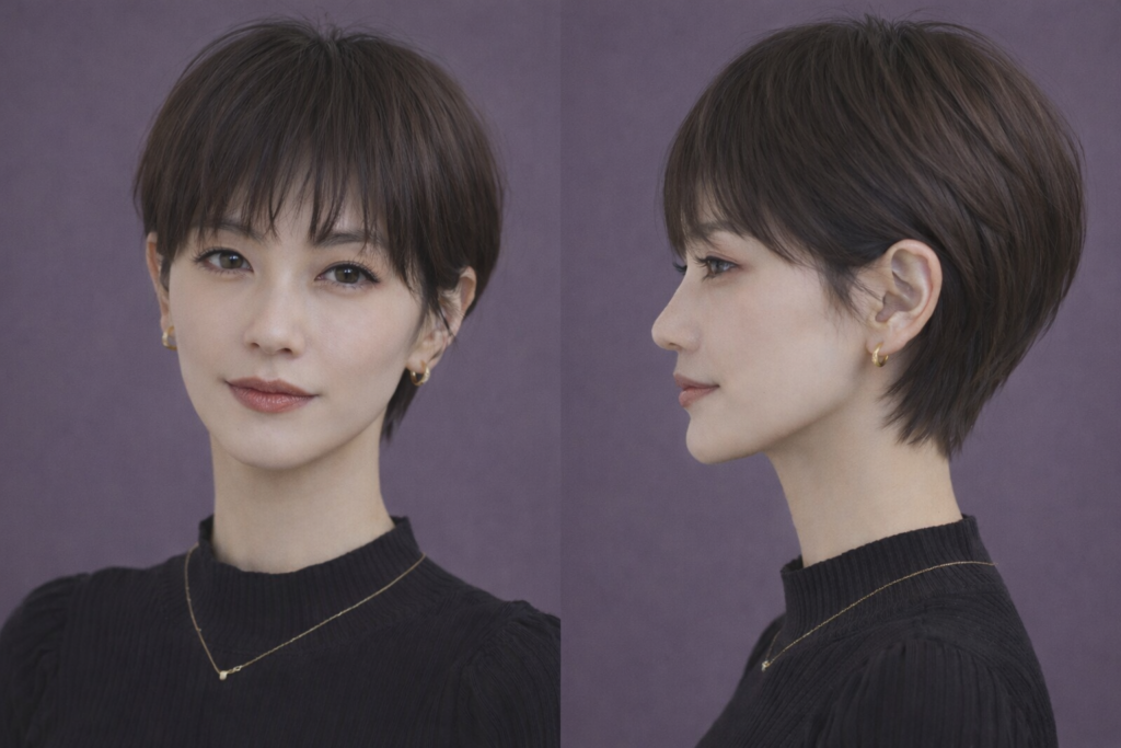 前髪ありで生え際をカバーするコンパクトショート【ショート】