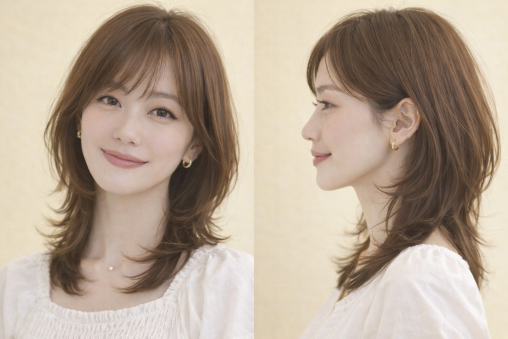 動きをつけてふんわり見せるレイヤーミディアム【ミディアム】