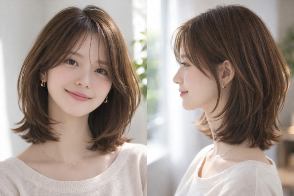 分け目が目立ちにくいナチュラルボブ【ミディアム】