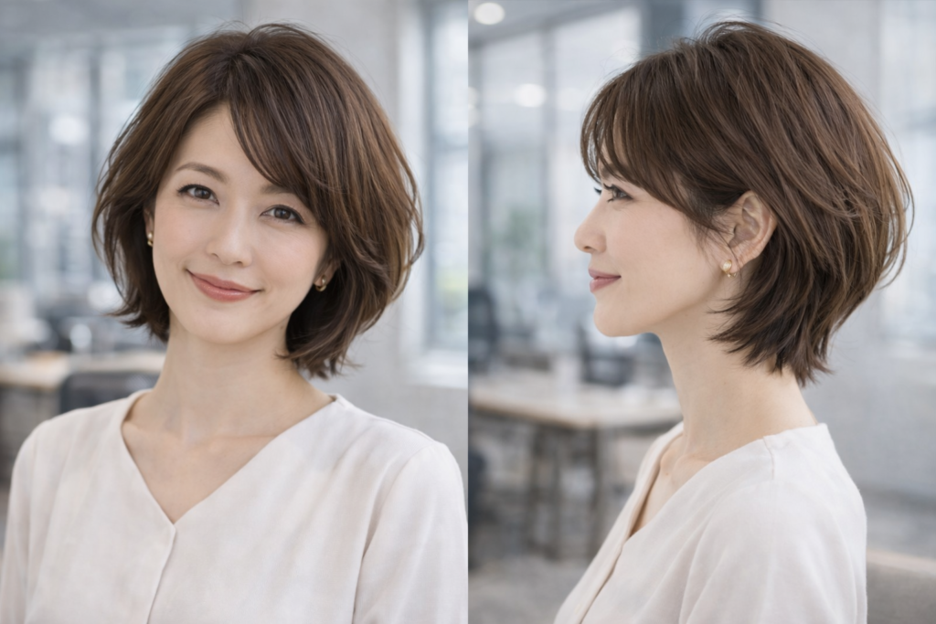 ひし形シルエットのレイヤーボブ【ショート】