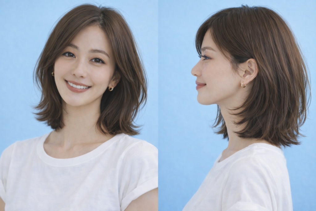 前髪なしでも生え際が目立ちにくい顔周りカバースタイル【ミディアム】