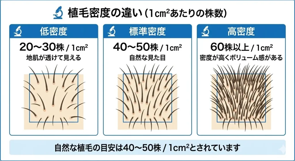 植毛の密度と見た目の印象を整理した図
