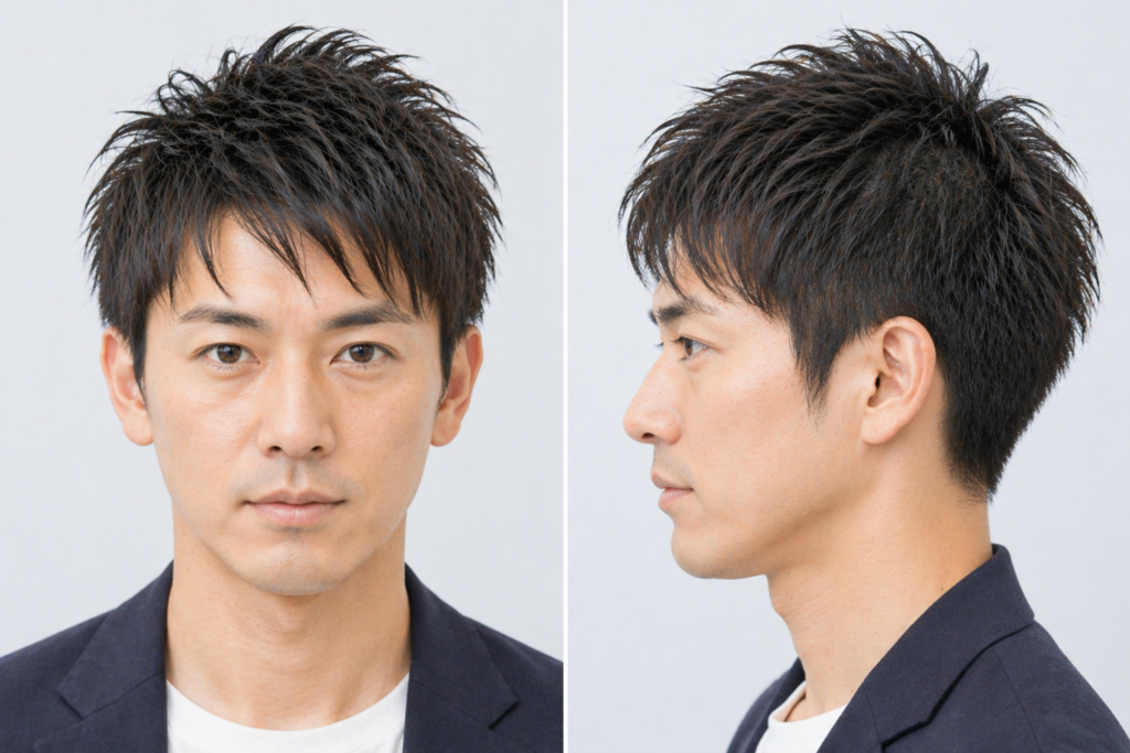 ショートレイヤー｜全体に動きを出して薄さを目立たせにくくする