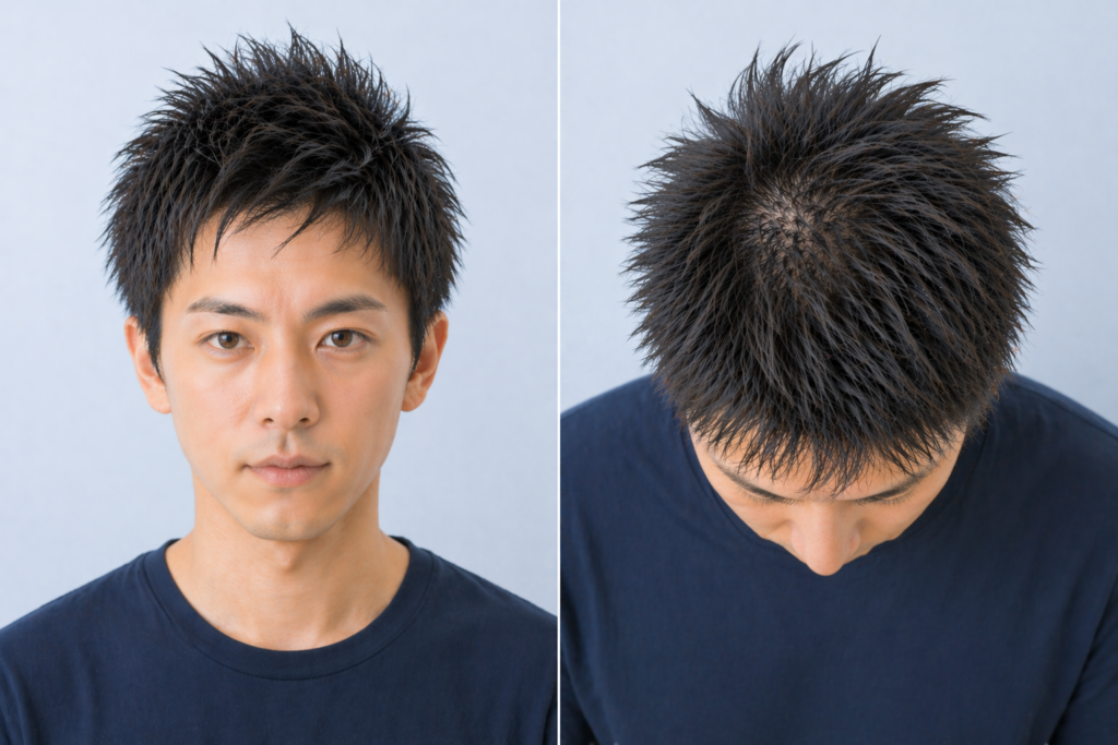 スパイキーショート｜毛束感で地肌の見え方を分散させる