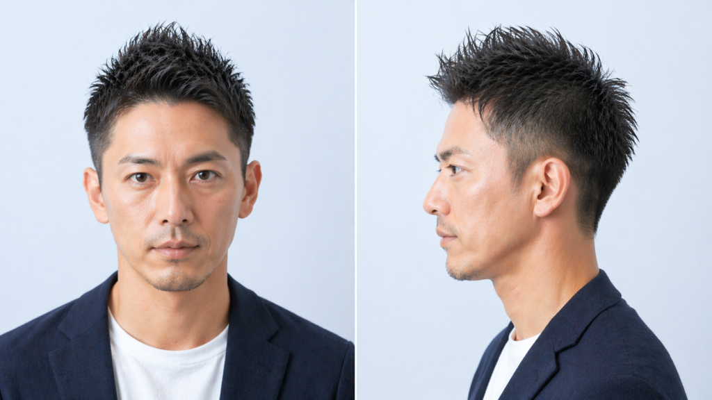 ソフトモヒカン｜トップ中心に高さを出して薄さを分散