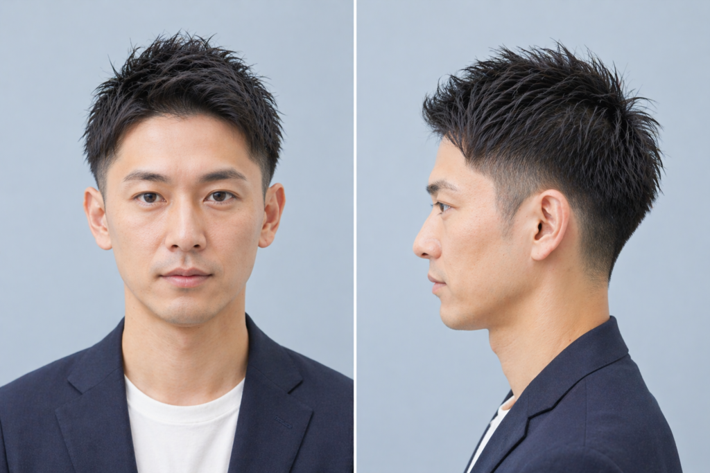 ツーブロックショート｜サイドを絞って生え際の印象を軽減