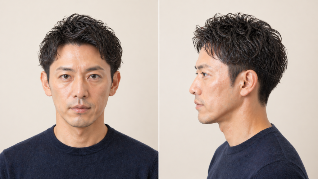 パーマスタイル｜動きと膨らみを出して密度をカバー